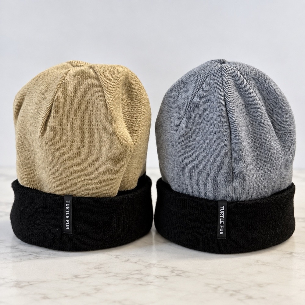 Turtle Fur Danimal Beanie Adult One Size Black Gray Reversible Polylana Knit Hat